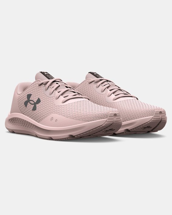 Women's UA Charged Pursuit 3 Metallic Running Shoes, Pink, pdpMainDesktop image number 3